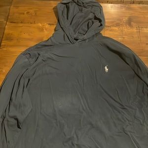 Dark blue Polo Ralph Lauren long sleeved hooded shirt. Size:Large